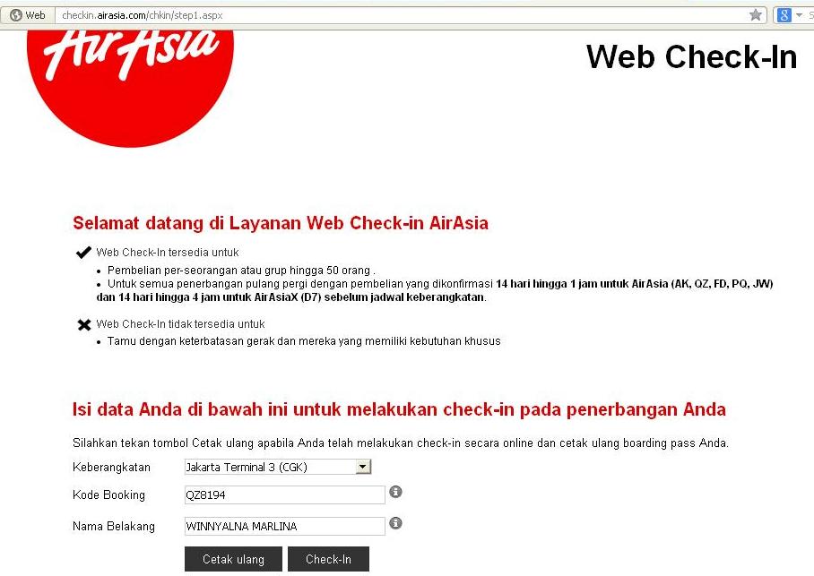 Tips Cara Web Check in Air Asia